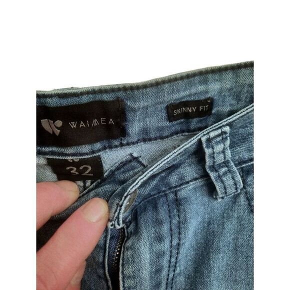 Waimea Men's 32x31 Skinny Fit Distressed Rip Torn Designer Trendy Embroidered - Picture 9 of 16